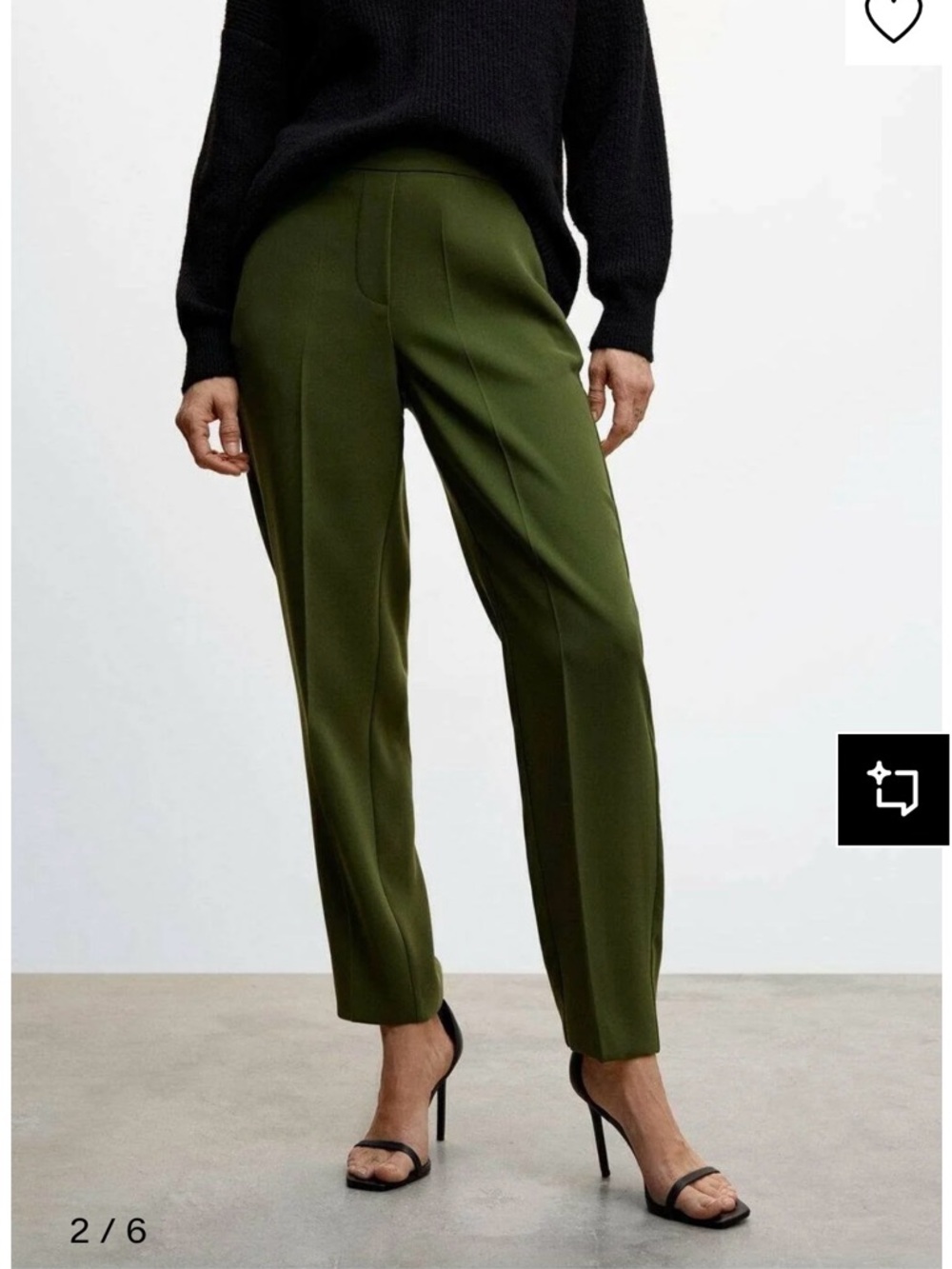 Mango Olive Green Tailored High-Rise Trousers